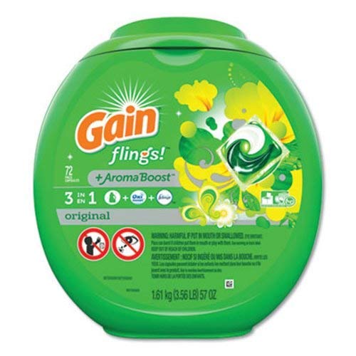 Flings Detergent Pods, Original, 0.06 Pac, 72/Container, 4 Container/Carton