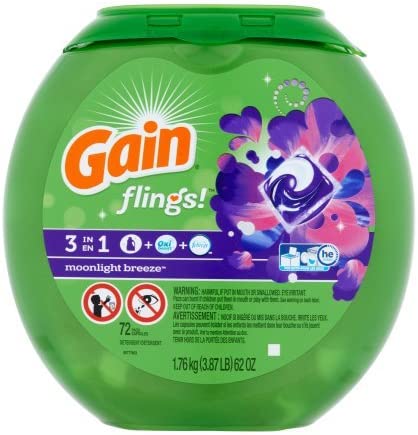 Flings Laundry Detergent Pacs, Moonlight Breeze, 72 count