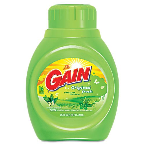 Gain Liquid Laundry Detergent, Original Fresh, 25oz Bottle – six bottles of detergent.