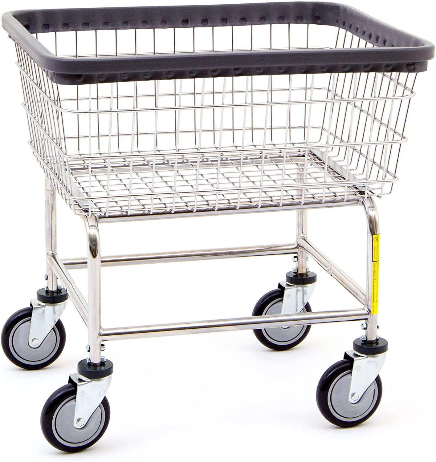 R&B Wire® 100E Heavy Duty Rolling Wire Laundry Cart, 2.5 Bushel, Chrome, Made in USA