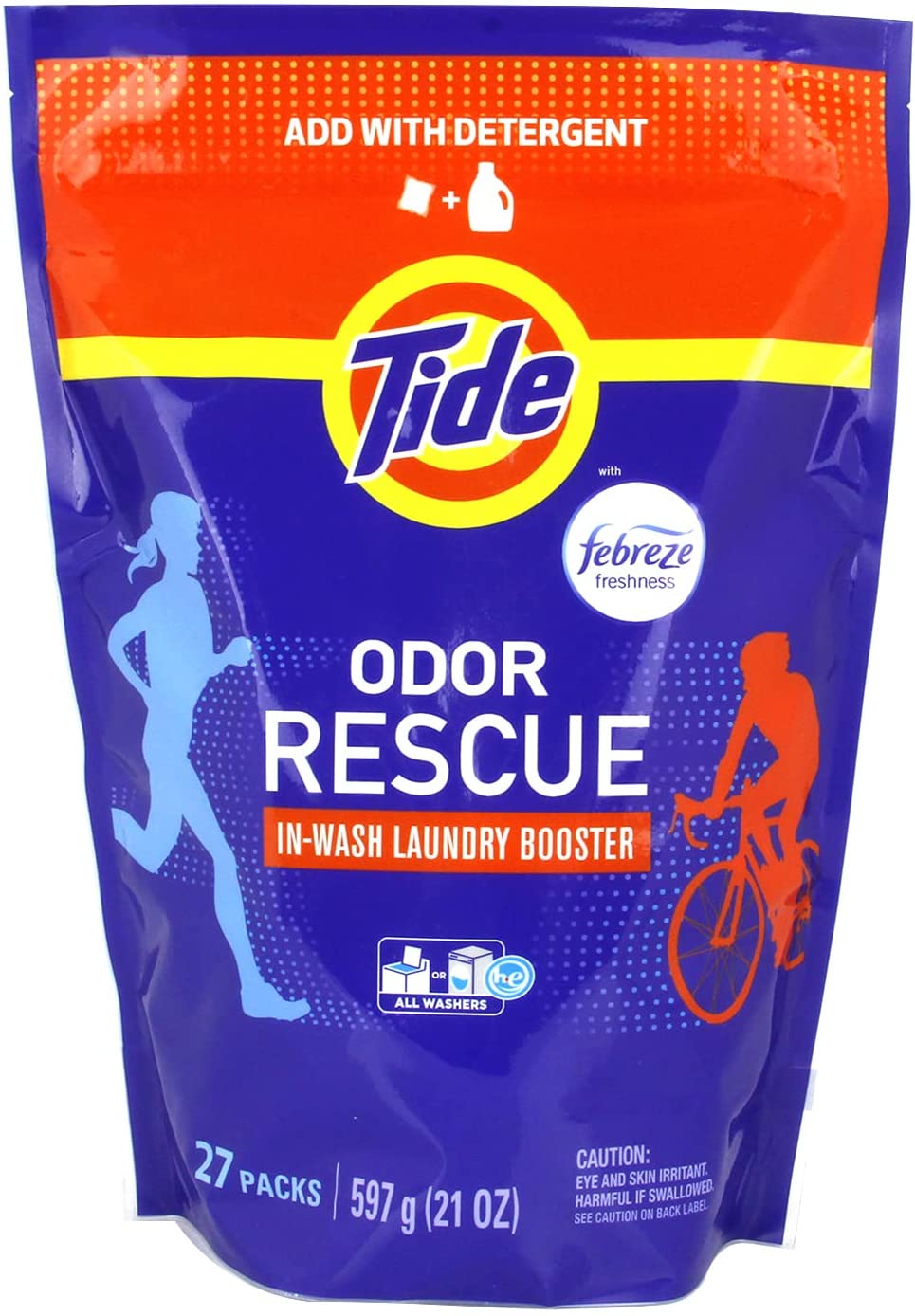 Tide Odor Rescue In-Wash Laundry Booster Pacs, 27 Count per pack, 21 Ounce (37000962243)